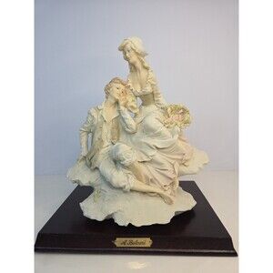 Vintage A.Belcari Capodimonte Dear Arnart Young Couple Figurine 1985 w/Wood Base